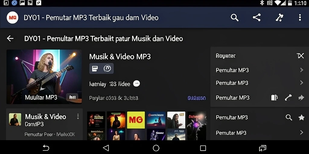 Antarmuka DYO1 yang simpel dan fungsional untuk pemutar MP3.