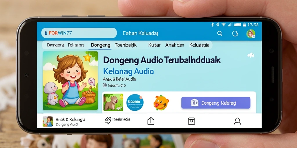 Tampilan antarmuka FORWIN77 dengan koleksi Dongeng Audio yang menarik.