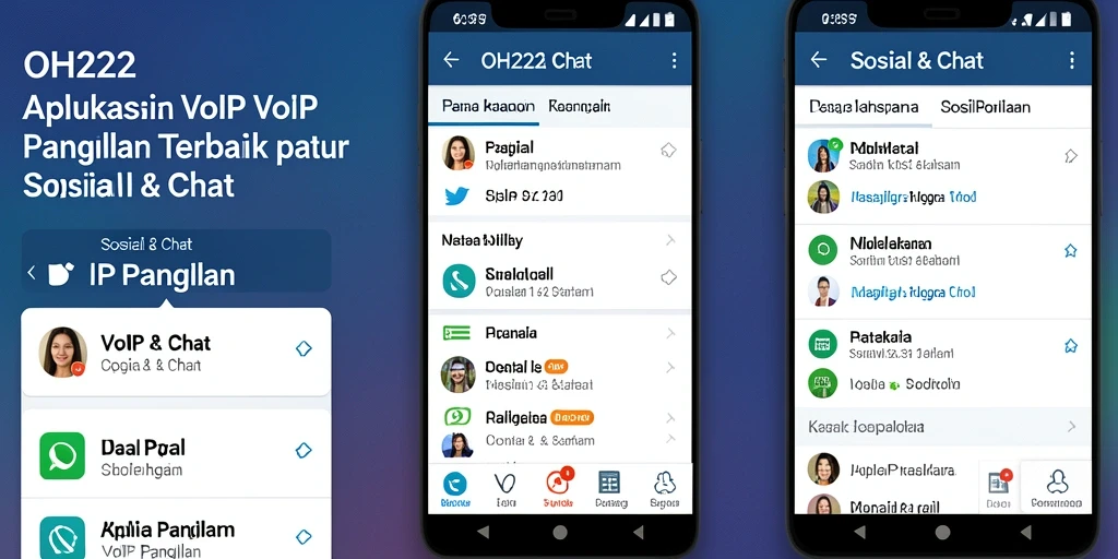 Antarmuka utama aplikasi OH222 dengan fungsi VoIP Panggilan yang intuitif.